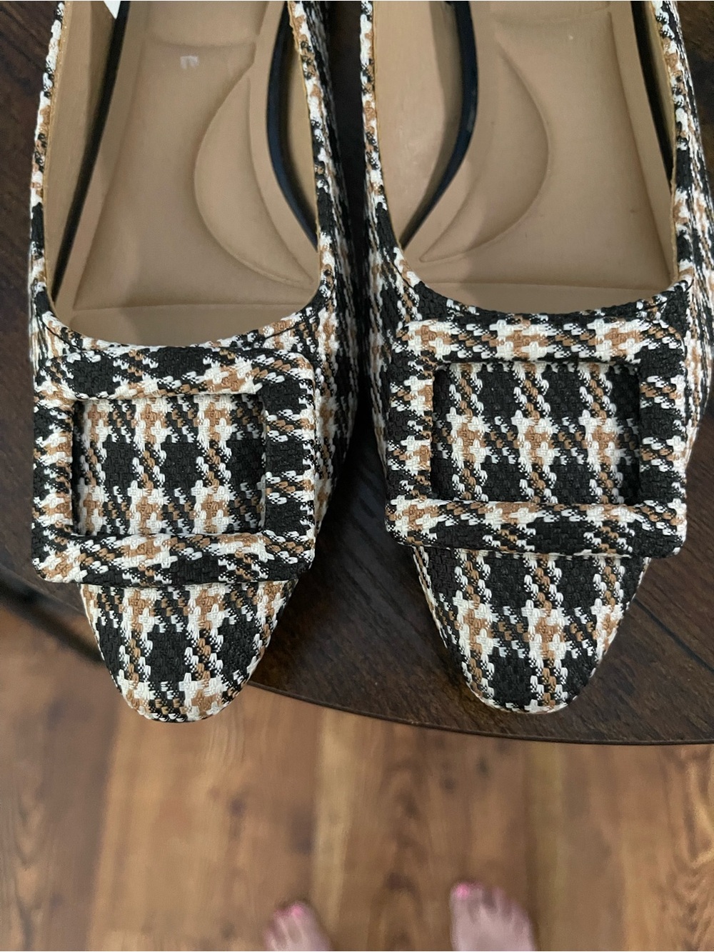 CL By Laundry Womens Pointed Slingback Flats in Black, Tan, Cream Tweed - Picture 3 of 5
